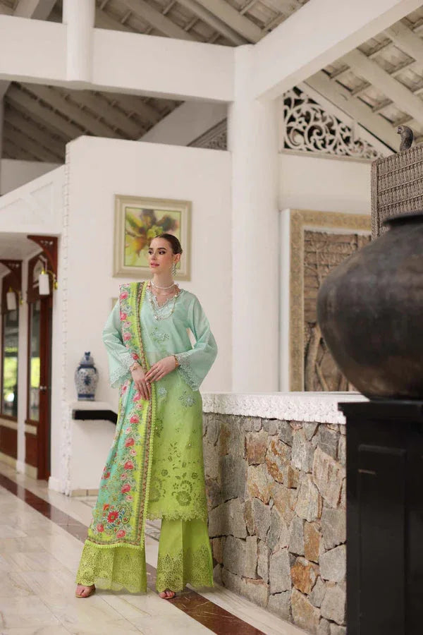 Noor by Saadia Asad | Luxury Chikankari Lawn24 | D5-A Aqua Ombre - Aqsa Fabrics