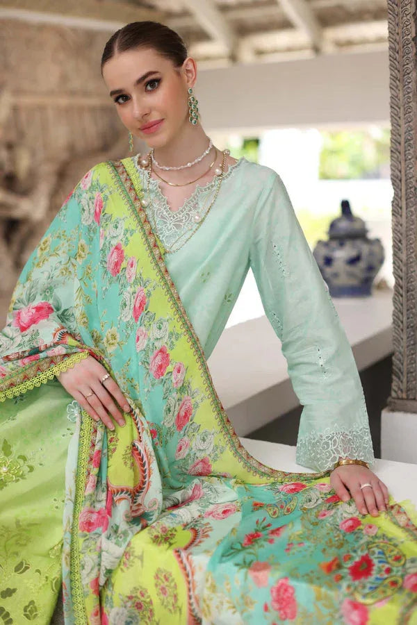 Noor by Saadia Asad | Luxury Chikankari Lawn24 | D5-A Aqua Ombre - Aqsa Fabrics