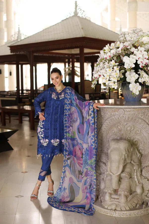 Noor by Saadia Asad | Luxury Chikankari Lawn24 | D10-B Blue Electric - Aqsa Fabrics