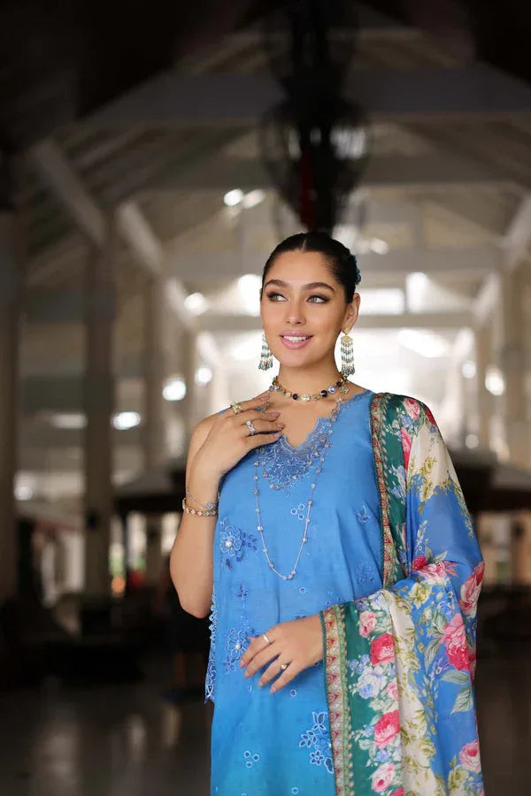 Noor by Saadia Asad | Luxury Chikankari Lawn24 | D5-B Blue Ombre - Aqsa Fabrics