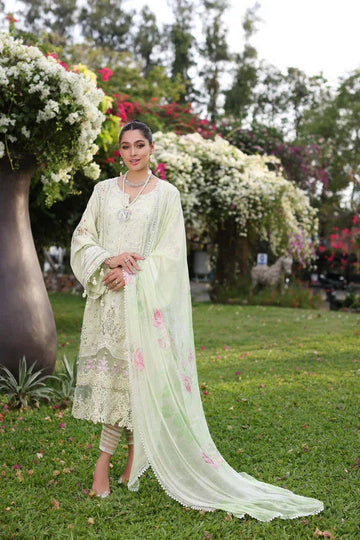 Noor by Saadia Asad | Luxury Chikankari Lawn24 | D11-B Mint Schifli - Aqsa Fabrics