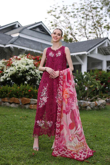 Noor by Saadia Asad | Luxury Chikankari Lawn24 | D10-A FUCHIA - Aqsa Fabrics