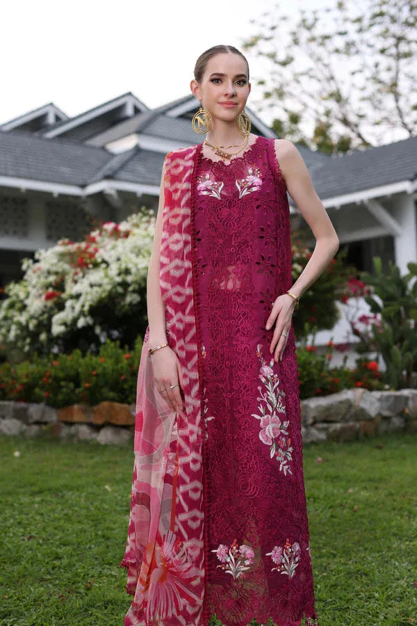 Noor by Saadia Asad | Luxury Chikankari Lawn24 | D10-A FUCHIA - Aqsa Fabrics