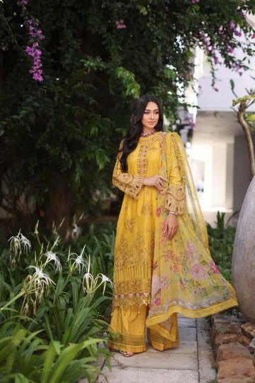 Noor by Saadia Asad | Luxury Chikankari Lawn24 | D8-B Mustard - Aqsa Fabrics
