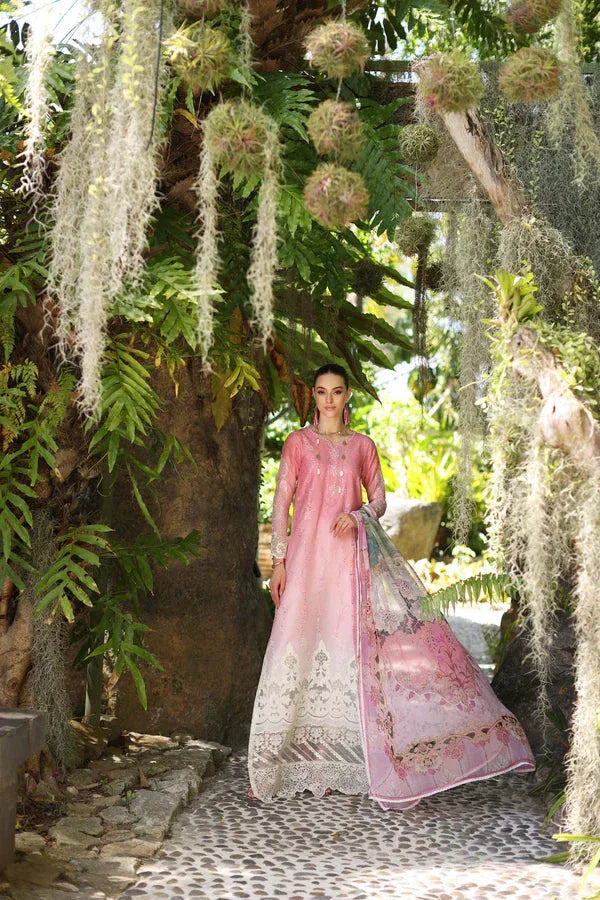 Noor by Saadia Asad | Luxury Chikankari Lawn24 | D1-A Pink Ombre - Aqsa Fabrics