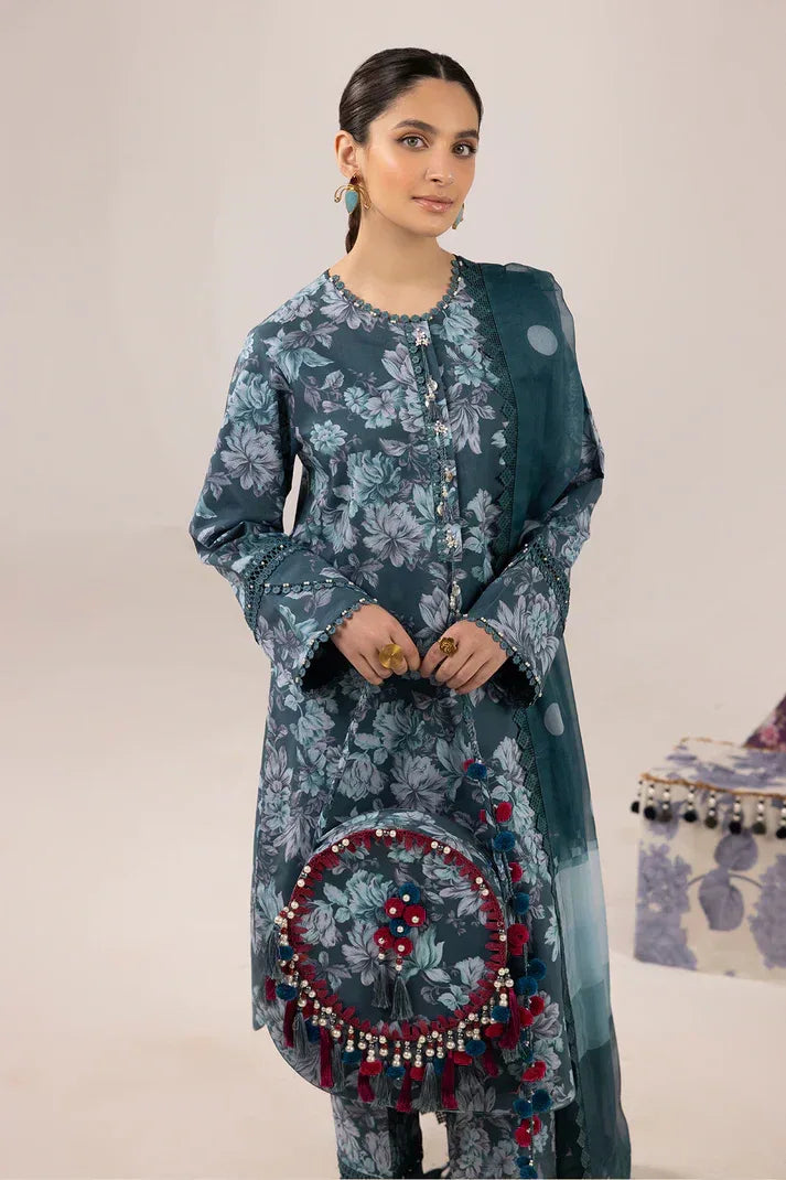 Alizeh | Sheen Lawn Prints 24 | Sea Mist - Aqsa Fabrics