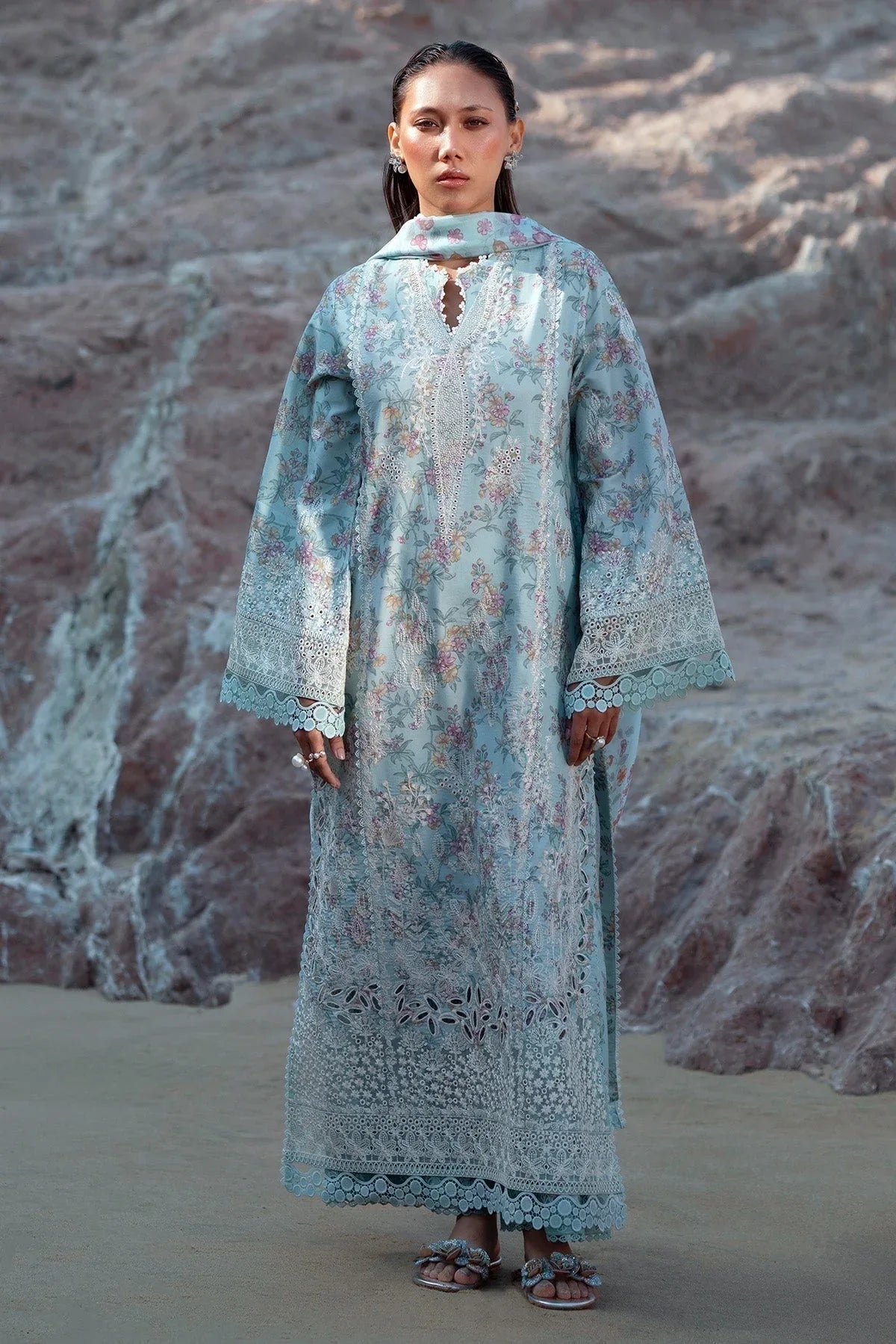 Afrozeh | Summer Together 25 | Aquamarine - Aqsa Fabrics