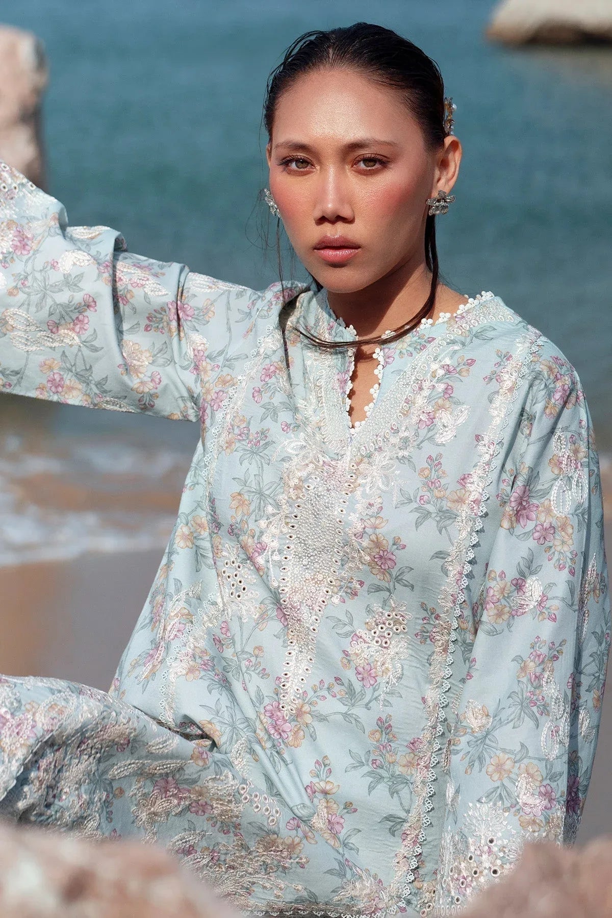 Afrozeh | Summer Together 25 | Aquamarine - Aqsa Fabrics