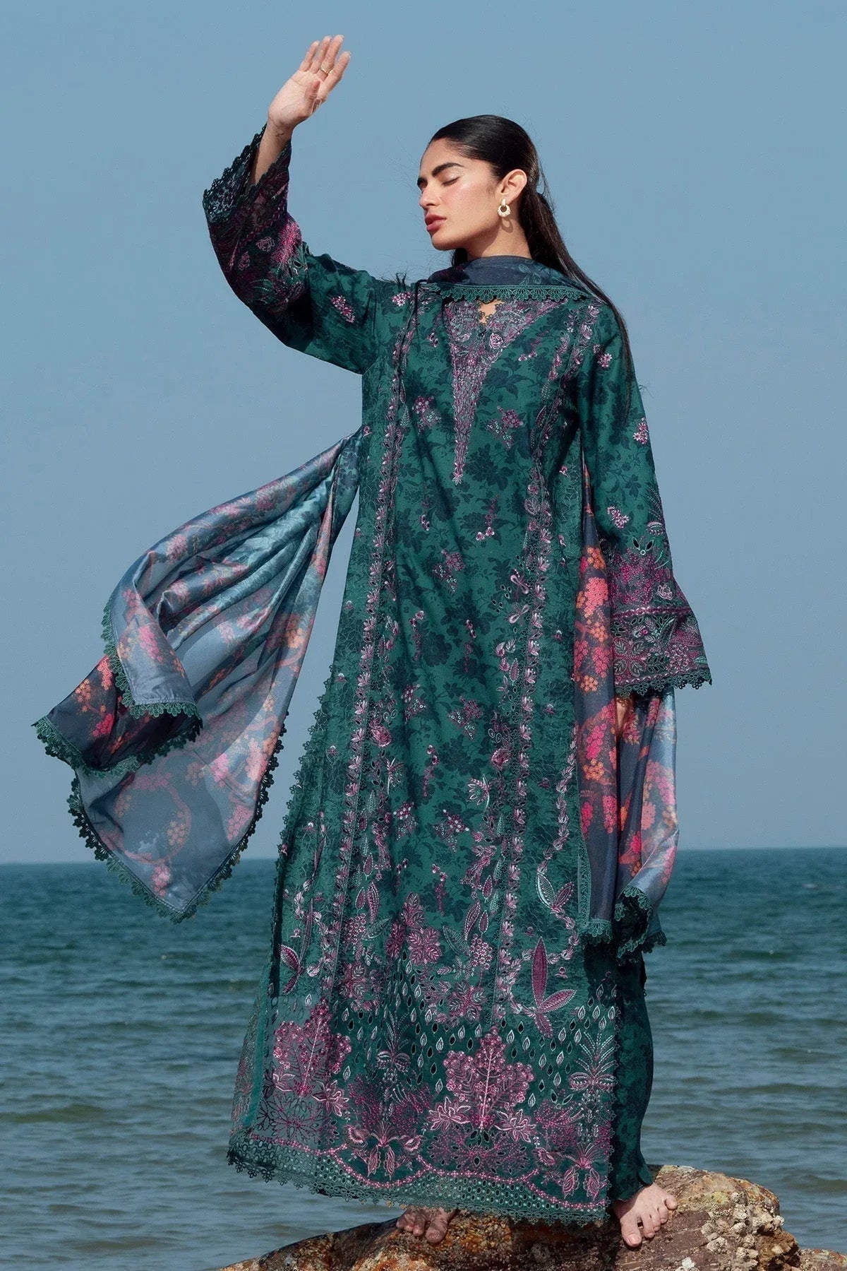 Afrozeh | Summer Together 25 | Emerald - Aqsa Fabrics