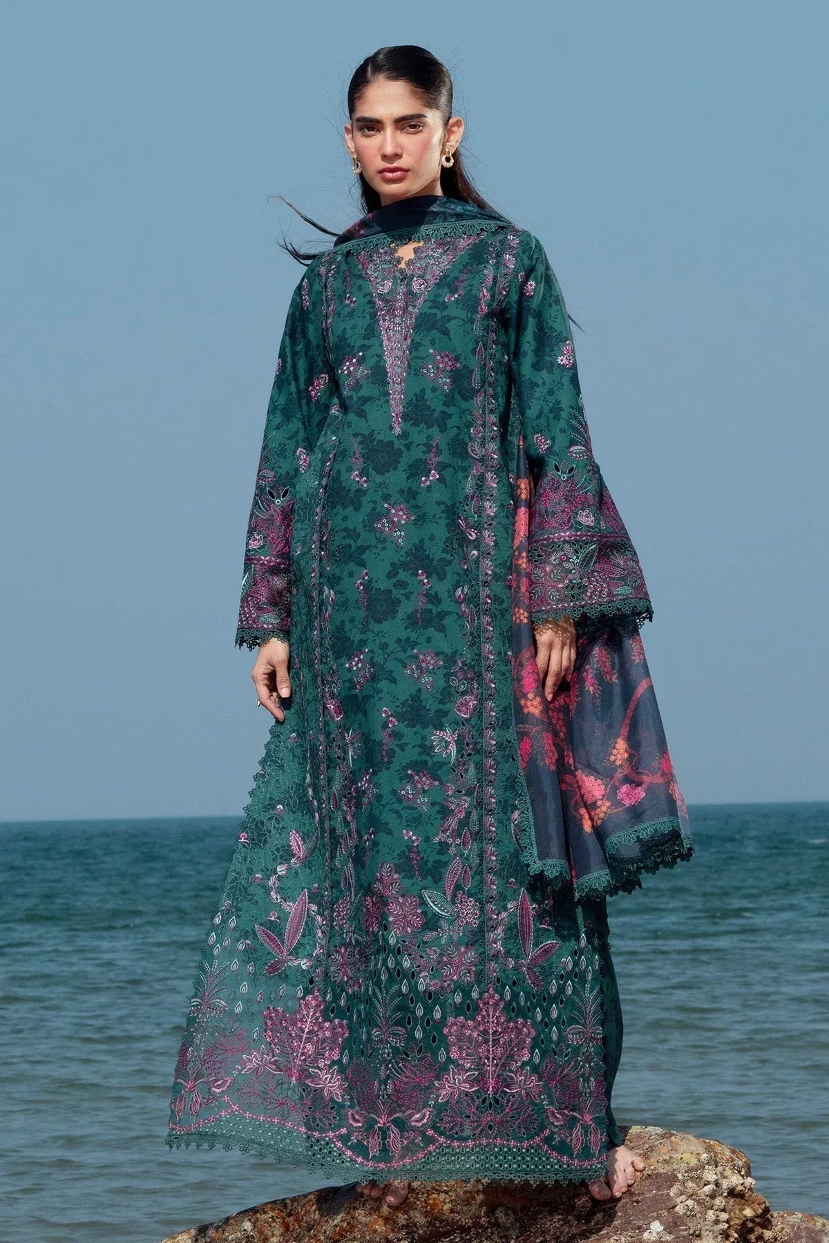 Afrozeh | Summer Together 25 | Emerald - Aqsa Fabrics