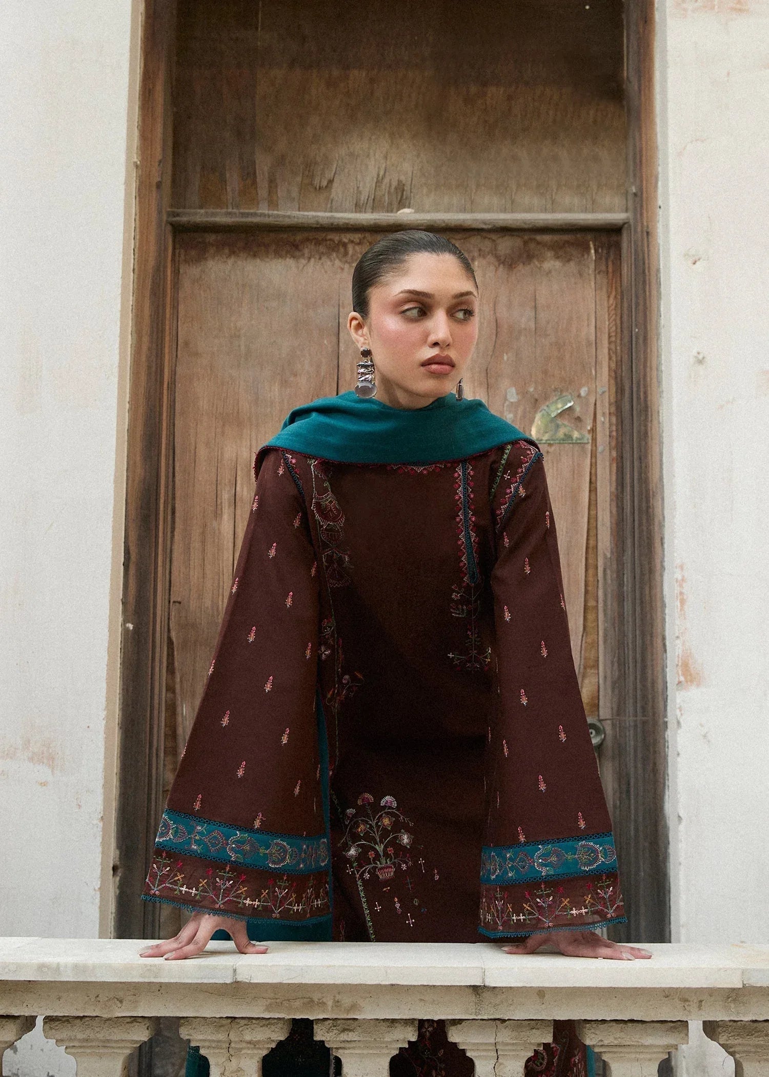 Hussain Rehar | Khaddar Pret 25 | MOCHA - Aqsa Fabrics