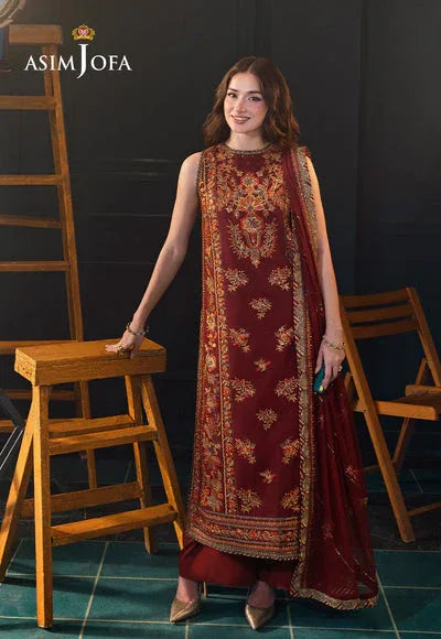 Asim Jofa | Lumiere Formals | AJLFC-05 EMBROIDERED SLUB LAWN - Aqsa Fabrics