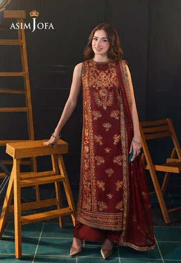Asim Jofa | Lumiere Formals | AJLFC-05 EMBROIDERED SLUB LAWN - Aqsa Fabrics